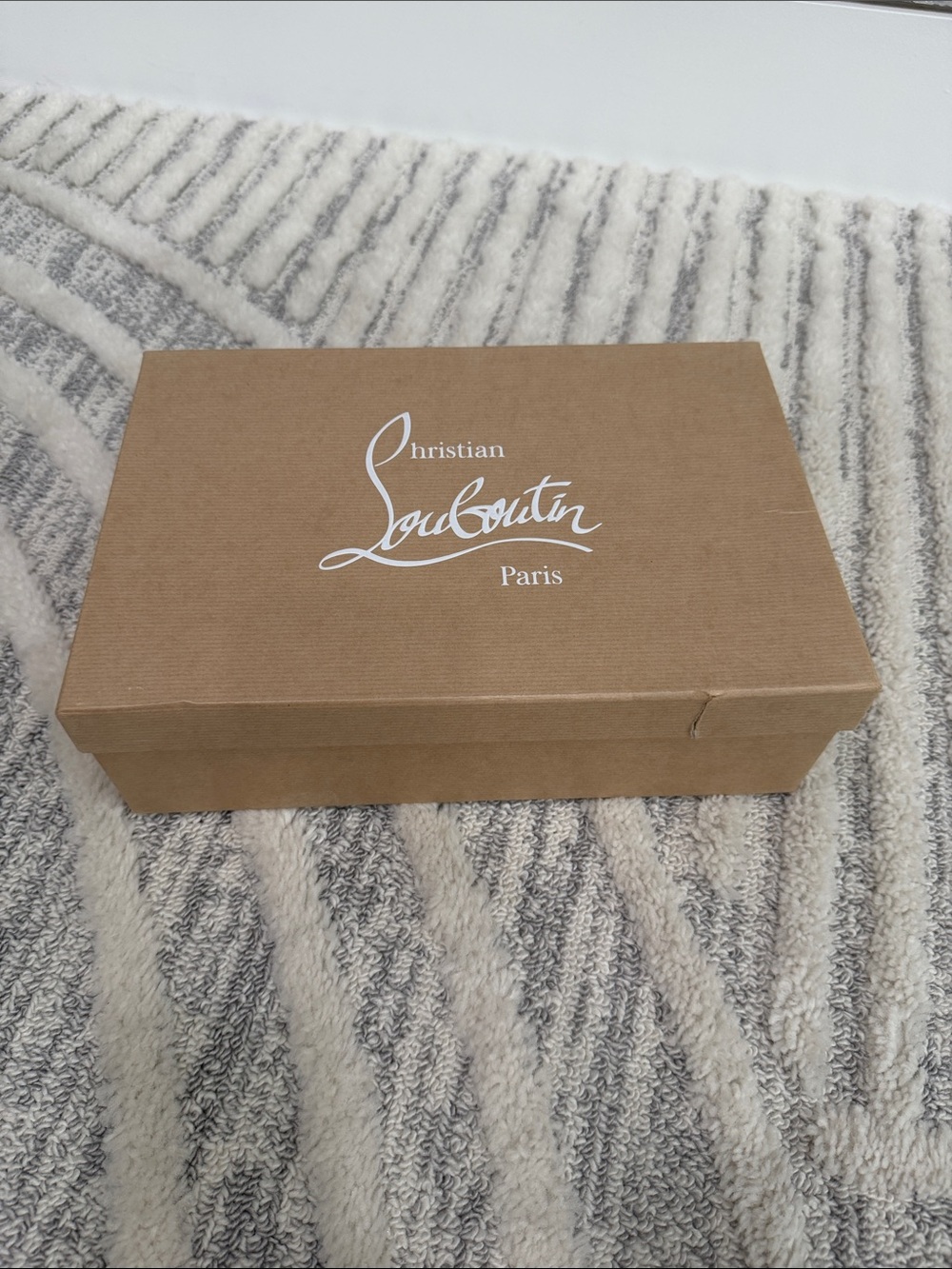 Christian Louboutin Kids Shoe Box - Tan with White Logo EMPTY BOX